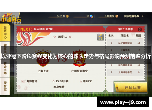 以亚冠下阶段赛程变化为核心的球队走势与格局影响预测前瞻分析